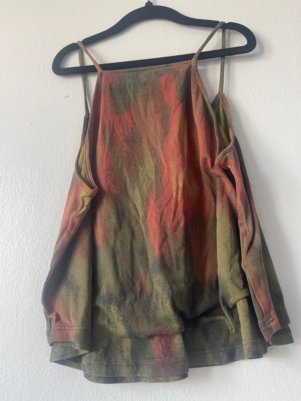 silence + noise Olive Green and Rust Cold-Shoulder Tank Top